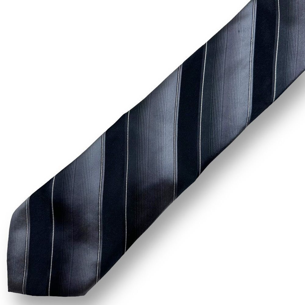 City of London Men’s Diagonal Stripe Silk Neck Tie Gray Monochrome Career Office